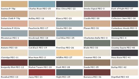 the color chart for different shades of paint