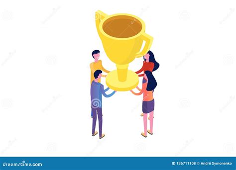 Teamwork, Success, Victory Team Concept Isometric. Stock Vector ...