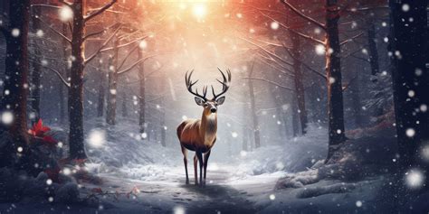 Deer in a winter snowy forest ,Christmas scene ,Generative AI. 30603955 ...