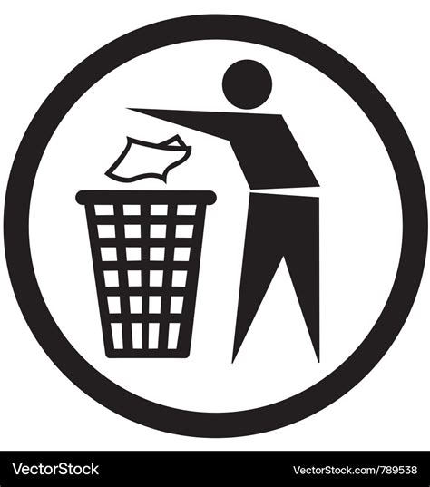 Put rubbish in the bin sign Royalty Free Vector Image