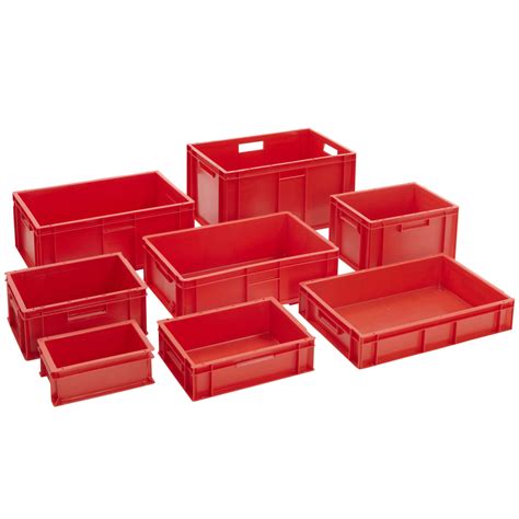 Stackable Euro Storage Containers Red Plastic Industrial Boxes Foodsafe ...