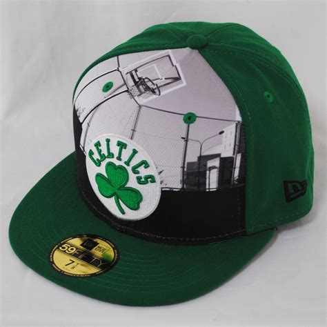 New Era 59fifty Round Dway Boston Celtics Green NBA Fitted Flat Peak ...