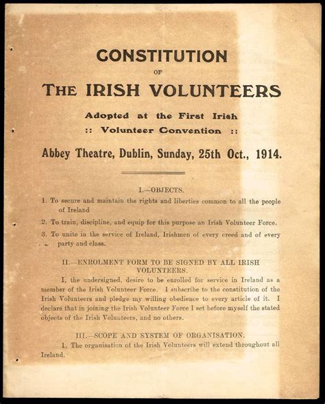 1914 (25 October) Constitution of The Irish Volunteers at Whyte's ...