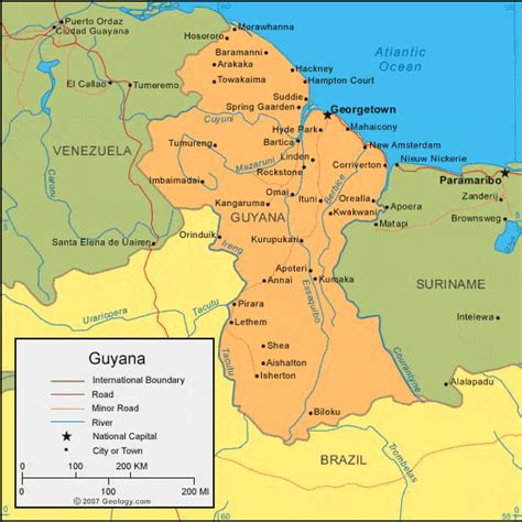 Guyana Map and Satellite Image