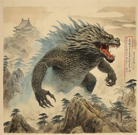 Godzilla (Ancient Japanese Artwork) by prehistoricpark96 on DeviantArt