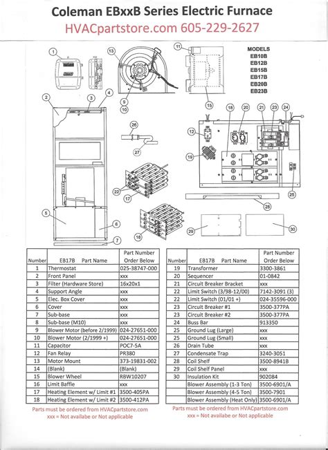 EB17B Coleman Electric Furnace Parts – HVACpartstore