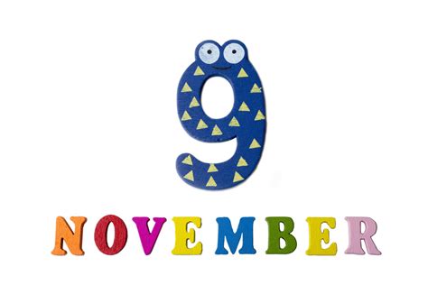 November 9 on white background, numbers and letters. 5209106 Stock ...