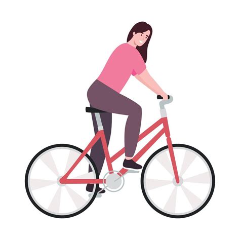 woman in red bicycle 11251044 Vector Art at Vecteezy