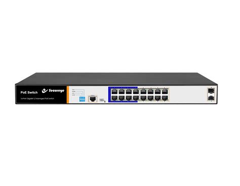 16 Port POE Switch S-16GE-M-2UG-LD-AI-VLAN with Gigabit - Secureye