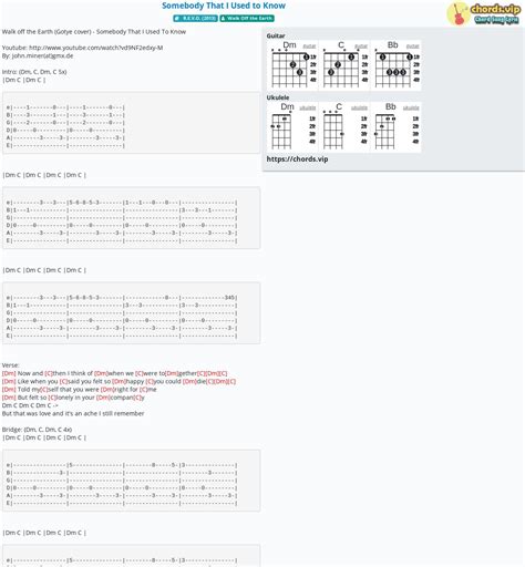 Chord: Somebody That I Used to Know - tab, song lyric, sheet, guitar ...