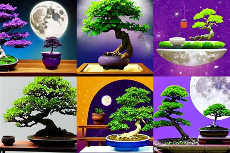 moon resting under bonsai tree with purple leaf, | Stable Diffusion ...