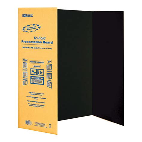 BAZIC Trifold Presentation Board 36" X 48" Black, Tri-Fold Corrugated Poster Boards, Cardboard ...