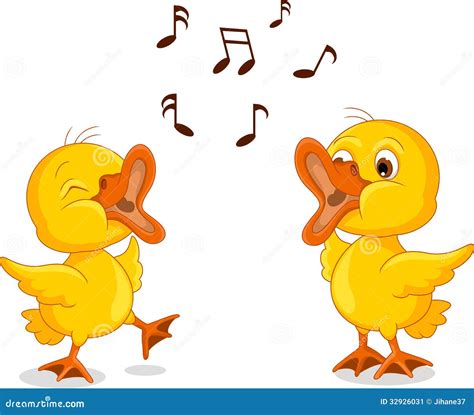 Two Little Chick Cartoon Singing Stock Image - Image: 32926031