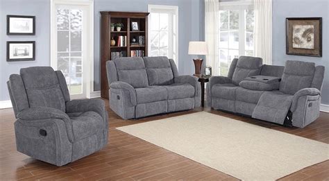 BRAND NEW 3 PIECE FABRIC RECLINING SOFA SET- ROCKER RECLINER, LOVE SEAT ...