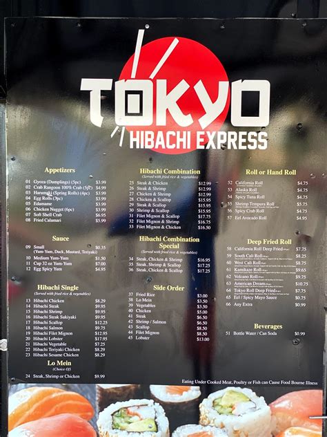 Menu at Tokyo Hibachi Food Truck restaurant, Sullivan