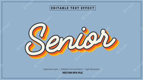 Premium Vector | Editable Senior Font. Typography Template Text Effect Style. Lettering Vector ...