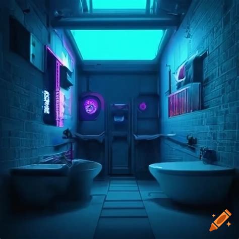 Cyberpunk themed bathroom