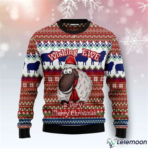 Sheep Wishing Ewe Christmas Sweater - Lelemoon