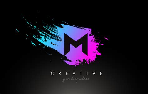 M Artistic Brush Letter Logo Design in Purple Blue Colors Vector 4880713 Vector Art at Vecteezy