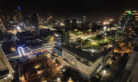 Download Skyscraper Building Night Indonesia Light Man Made Jakarta HD Wallpaper