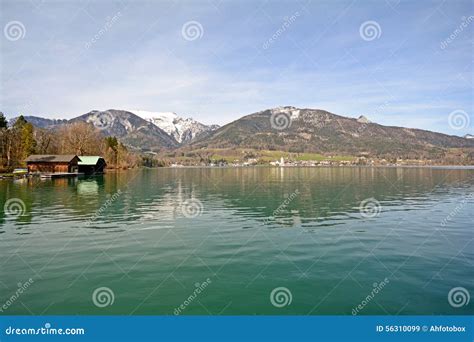 Salzburger Land Austria: View Over Lake Wolfgangsee To Sankt Wolfgang - Austrian Alps Stock ...