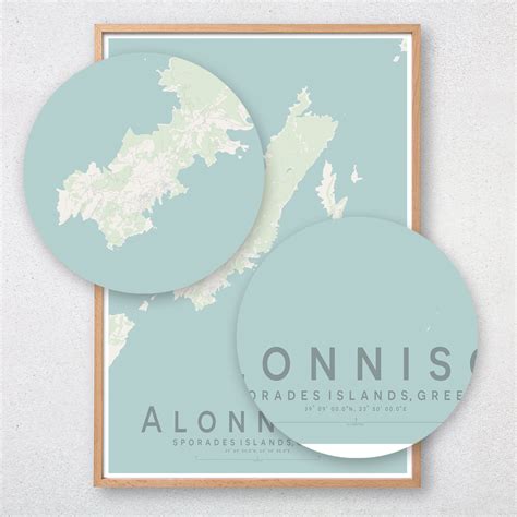 ALONNISOS Map Print Greek Island Map Print Wall Art Poster - Etsy