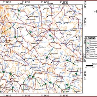 Piezometric head contour map of the study area at the peak of dry ...