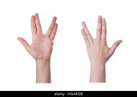 Hand gesture for the Vulcan greeting - Mr Spock famous gesture from the Star Trek series Stock ...