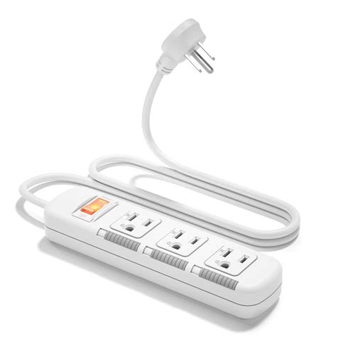 Flat Plug Power Strip Surge Protector 3 Outlets, Extension Cord 3 ft 3 ...