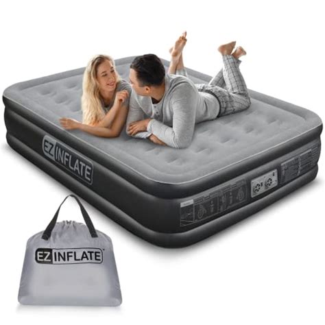 EZ INFLATE Air Mattress with Built in Pump - Queen Size Double-High ...