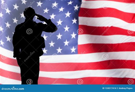 Solider Saluting Against the American Flag Stock Photo - Image of confident, freedom: 124517414