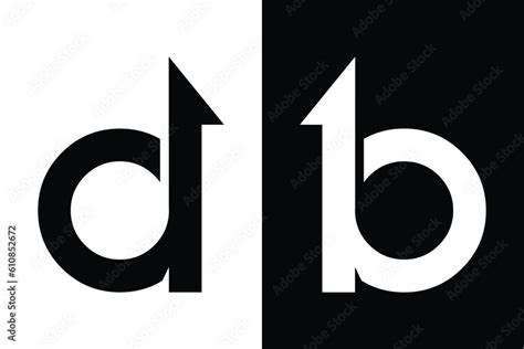 Letter db with growth arrows black and white concept. Very suitable for symbol, logo, company ...