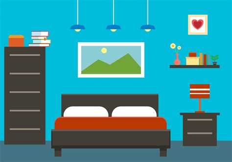 Flat Bedroom Interior Vector Illustration - Download Free Vector Art, Stock Graphics & Images