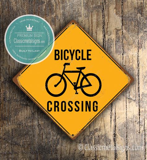 BICYCLE CROSSING SIGN - Classic Metal Signs