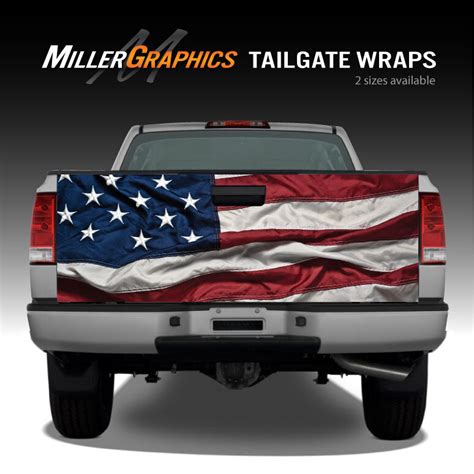 American Flag Waving #2 Truck Tailgate Vinyl Graphic Decal Wraps