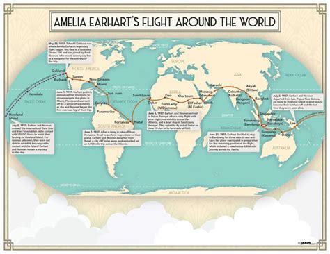 Amelia Earhart’s Flight Around the World Map | Maps.com.com