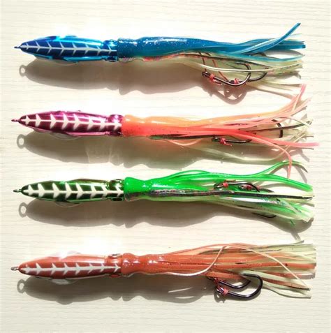 4pcs 60g/120g/100g Snapper Bottom jig Jig head with fishing lure skirt ...