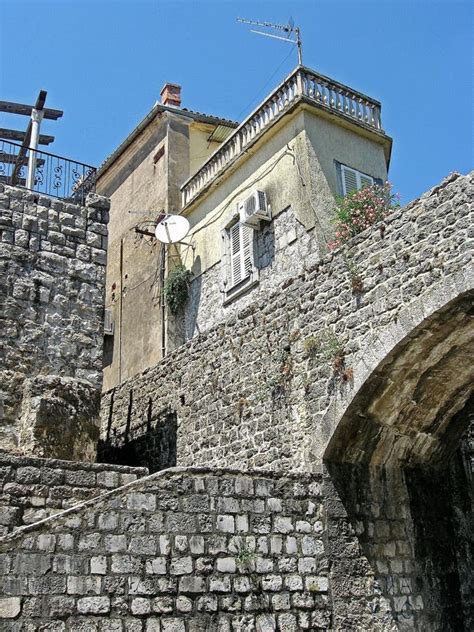 Old Narrow Street In Herceg Novi. The Town Of Herceg Novi In Montenegro. The Fortress In The Old ...