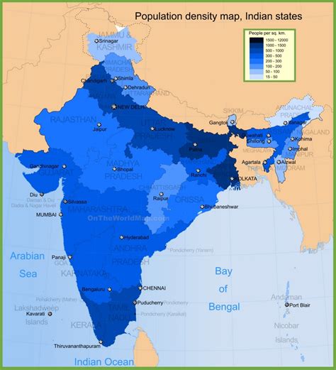 India population density map