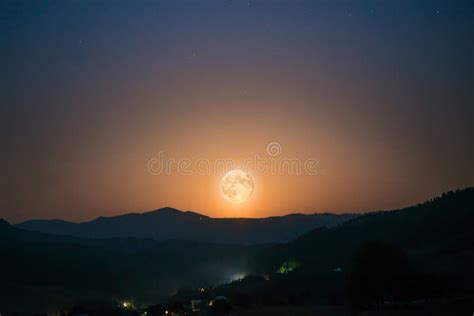 Big Moon Rising on Night Sky Stock Image - Image of light, cloud: 101013895