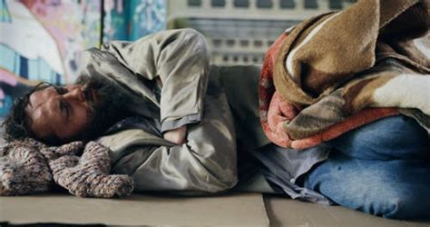 A Homeless Man Sleeping on the Floor · Free Stock Video