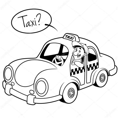 1024x1024 Taxi Driver In The Car. Outline On A White Background Stock | Easy drawings, Outline ...