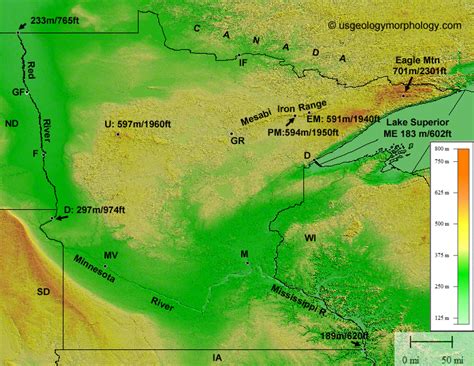 Minnesota Elevation Map