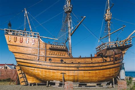 Carrack VICTORIA on the hard at Punta Arenas, Chile / replica of first ...