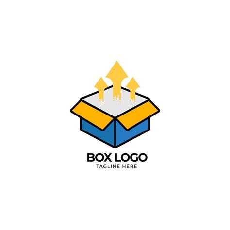 Flat and stroke cartoon style Logo Box with arrow design template ...