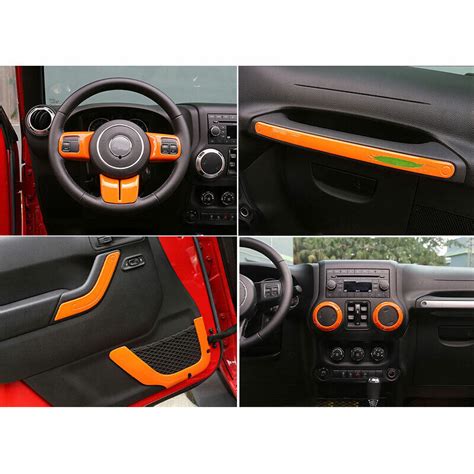 For Jeep Wrangler JK 4DR 2011-17 Orange Interior Decoration Full Cover Trim 12pc | eBay