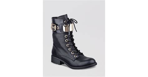 Guess Lace Up Combat Boots Ludlie in Black | Lyst