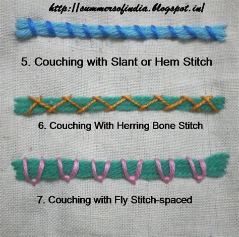 SummersofIndia: Couching Stitches-1 | Couching stitch, Couching embroidery, Embroidery techniques