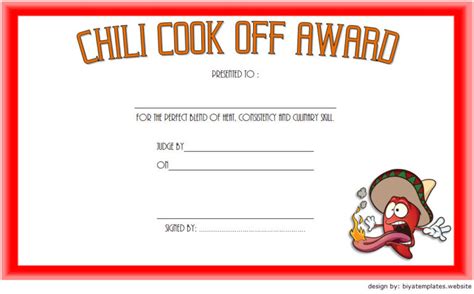 Chili Cook Off Certificate Templates [10+ NEW DESIGNS FREE DOWNLOAD ...