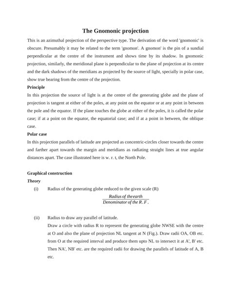 (PDF) The Gnomonic projection: Analysis